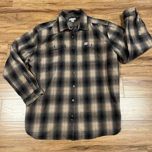 CARHARTT Original Fit Heavy Weight Brown Plaid Flannel Shirt Men’s Sz 2XL TALL
